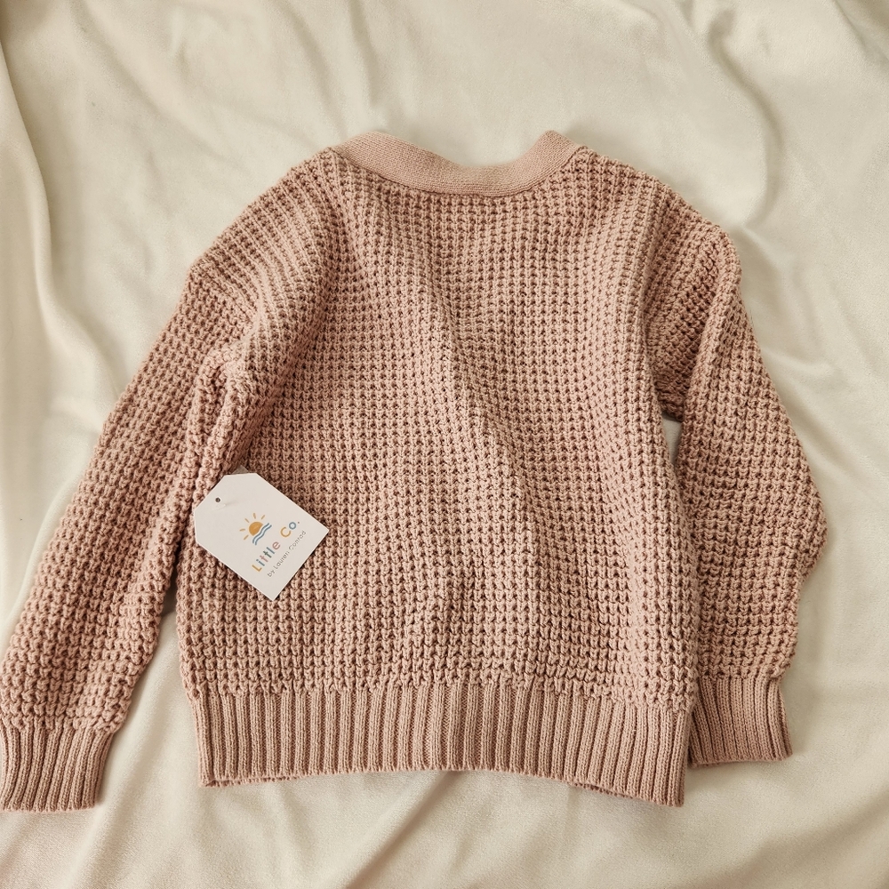 Little Co Lauren Conrad NwT 3T Chunky Knit Pink Cardigan Sweater - Picture 4 of 4